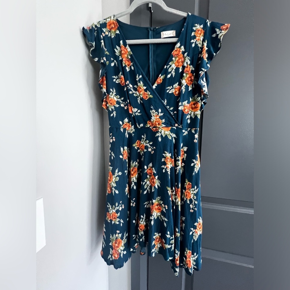 Altar’d State blue floral wrap dress size medium